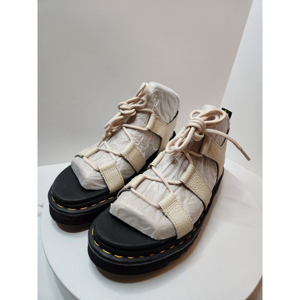 Dr. Martens Cream Leather Platform Sandals with Black Sole - Picture 3 of 12